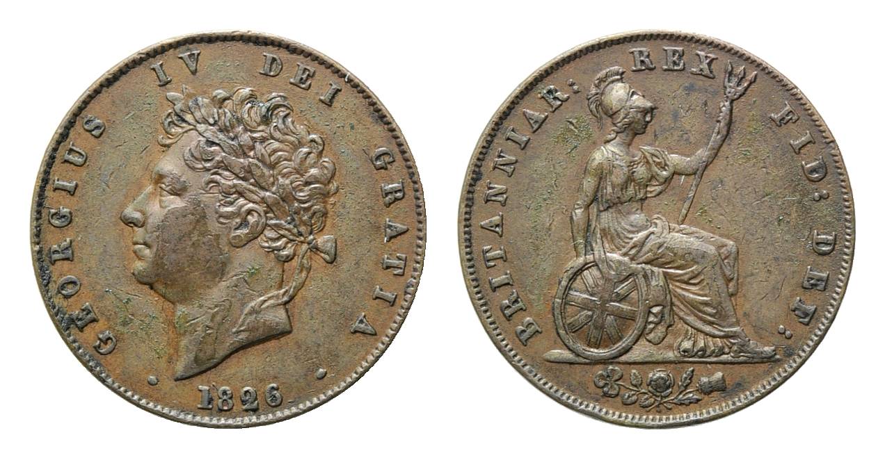 Foto Großbritannien, Kupfer-Halfpenny 1826,