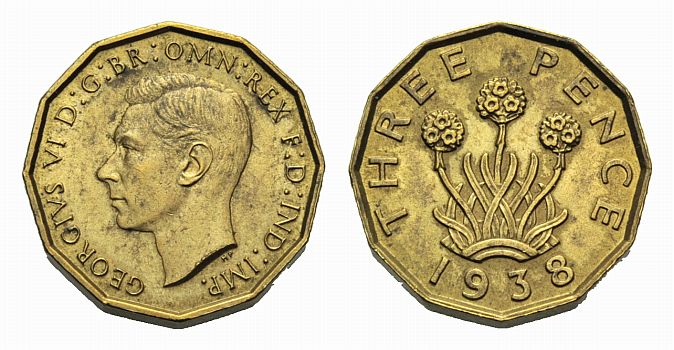 Foto Großbritannien Ni/Br-3 Pence 1938