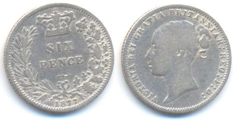 Foto Grossbritannien: Victoria, 1837-1901 Six Pence 1877