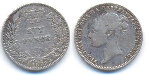 Foto Grossbritannien: Victoria, 1837-1901 Six Pence 1879
