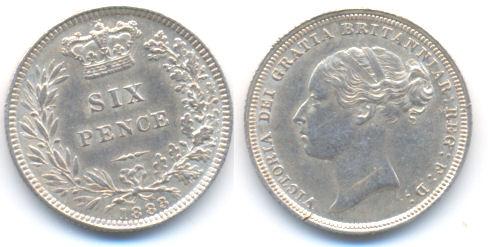 Foto Grossbritannien: Victoria, 1837-1901 Six Pence 1883