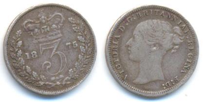 Foto Grossbritannien: Victoria, 1837-1901 Three Pence 1875