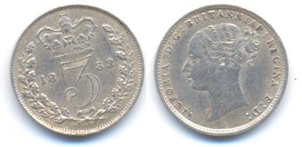 Foto Grossbritannien: Victoria, 1837-1901 Three Pence 1883