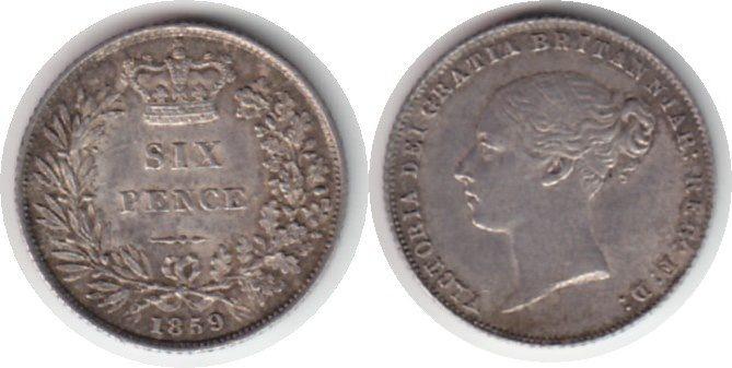 Foto Grossbritannien 6 Pence 1859