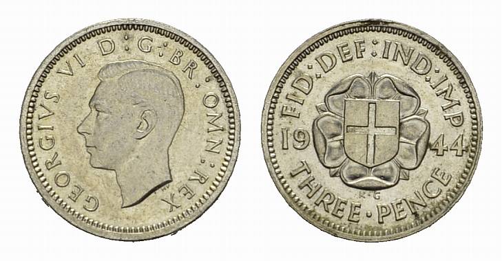 Foto Grossbritannien / Irland 3 Pence 1944