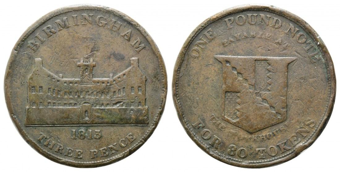 Foto Grossbritannien, Kupfer 3 Pence- Token 1813,