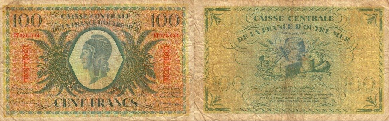 Foto Guadeloupe 100 Francs Law 2 2 1944