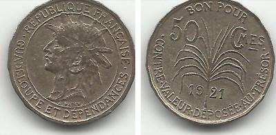 Foto Guadeloupe Island - French - 50 Centimes - 1921 - 00243