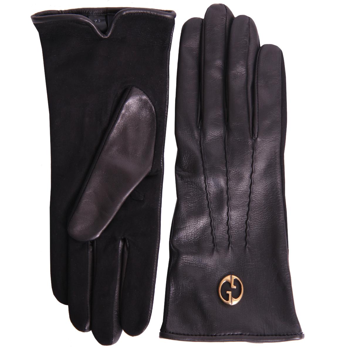 Foto Gucci Black Nappa Leather Gloves With Suede Fronts-8