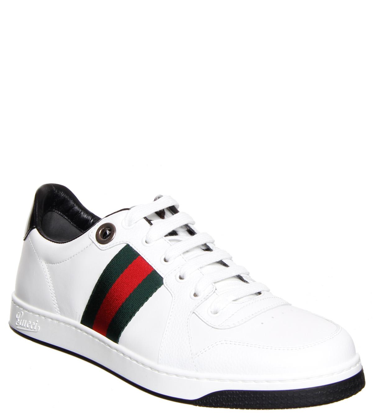 Foto Gucci white and web leather trainer-UK 9 1/2