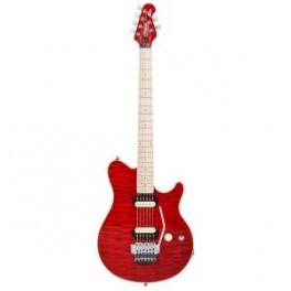 Foto Guitarra electrica ax40 sterling by musicman transparent red con fund