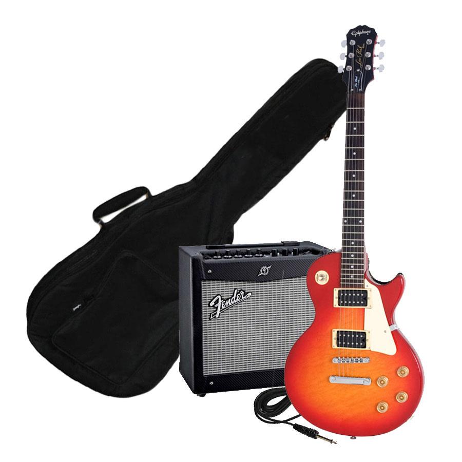 Foto Guitarra Electrica Epiphone LP 100 HS Fender Mustang Set