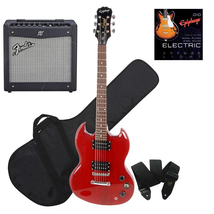 Foto Guitarra Electrica Epiphone SG Special CH Fender Mustang Set