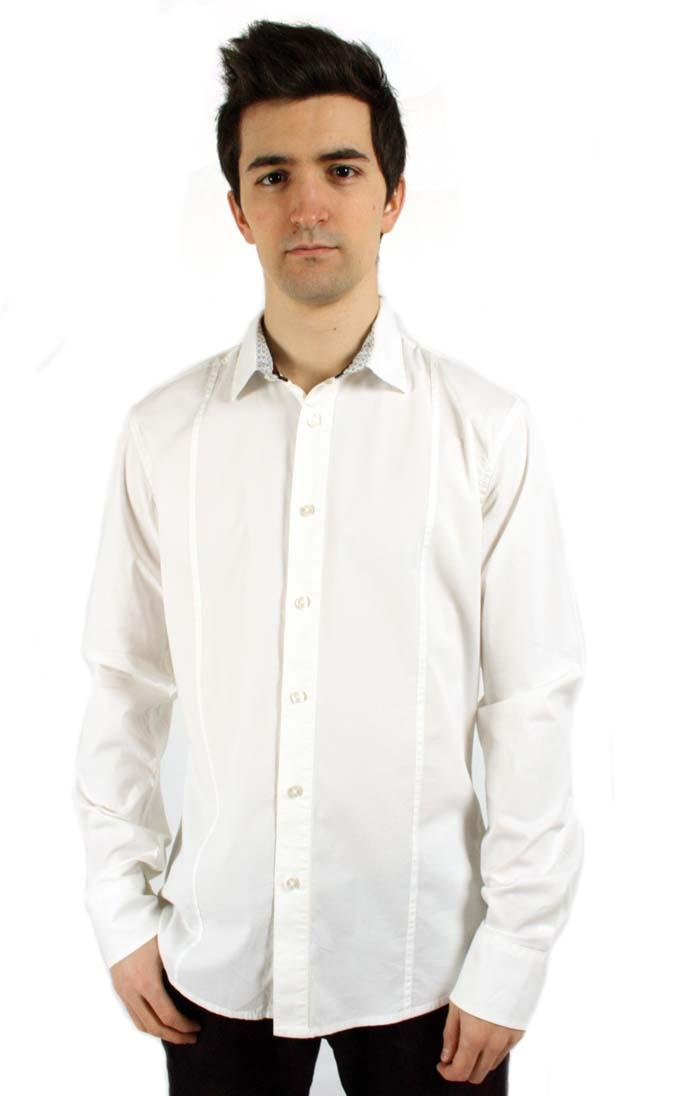 Foto GURU camisa blanca cuello interior estampado Camisas Hombre