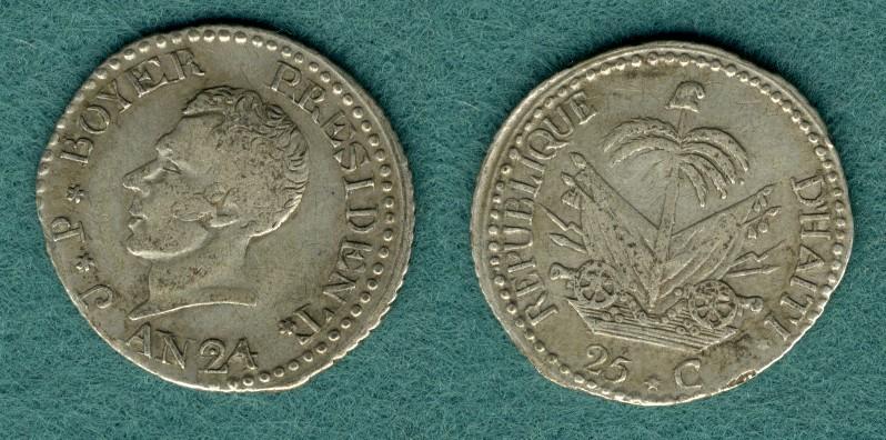 Foto Haiti 25 Centimes An 24/1827
