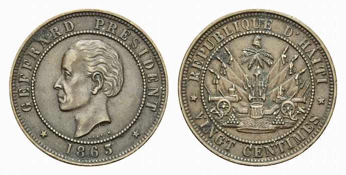 Foto Haiti Bronze-20 Centimes 1863