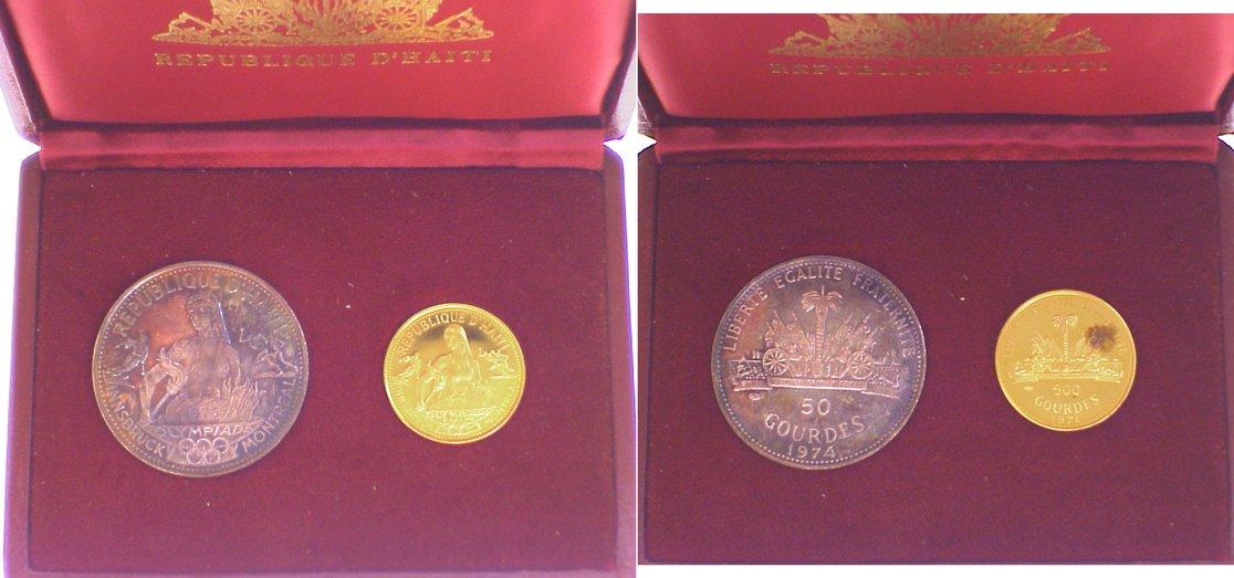 Foto Haiti Mint Set mit 500 Guerdes und 50 Guerdes Gold 1974