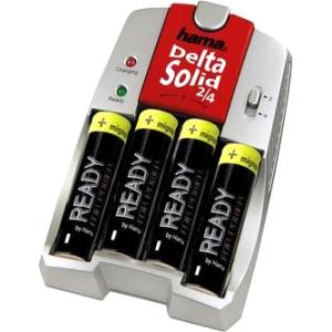 Foto Hama 73087031 - battery charger with 4 x aa batteries - delta solid...