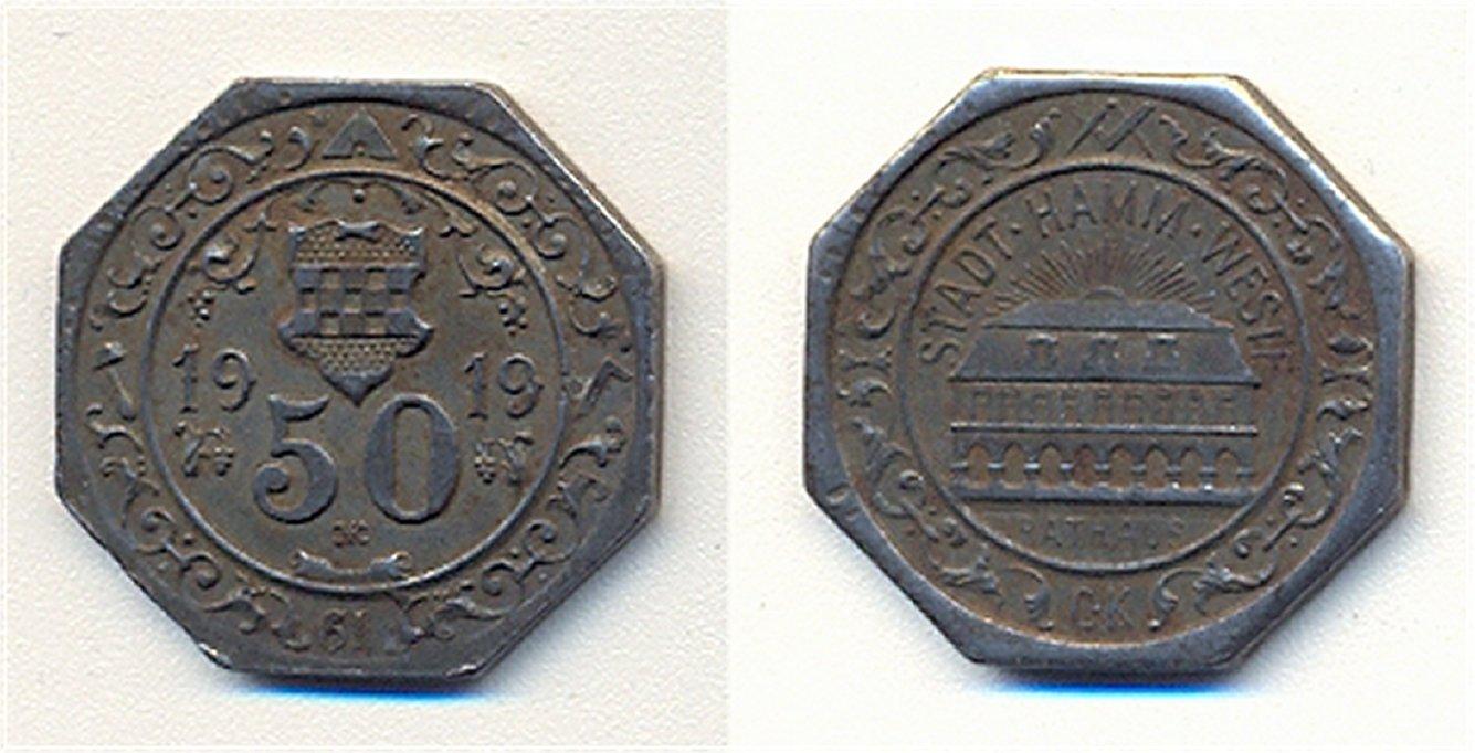 Foto Hamm/Westfalen 50 Pfennig 1919 Hk