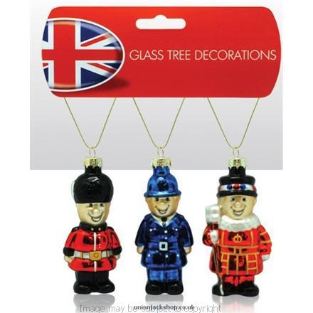 Foto Hand Blown Glass Beefeater, British Guardsmand and Poicemand Chris ...