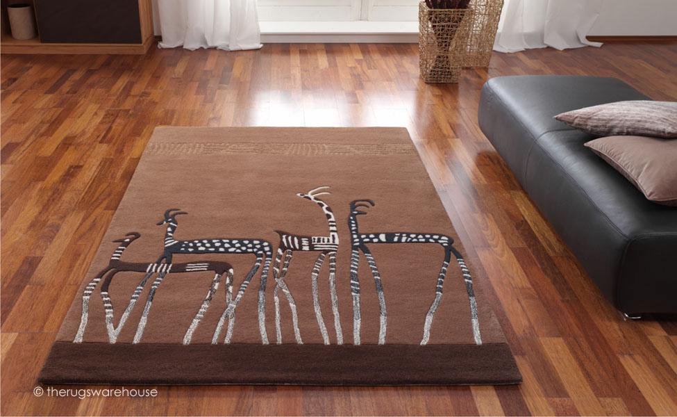 Foto Handmade Kalahari Antelope Wool Brown Rugs