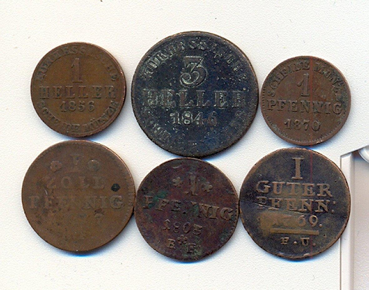Foto Hessen-Kassel + Schaumburg Lot von 6 Münzen ab 1769