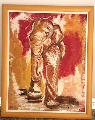Foto Hilda Costa, Acrilica, Oil Painting Elephant,no Picasso, No Goya,no Miro. Rare