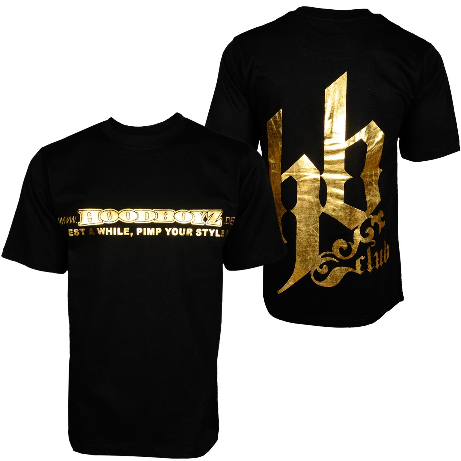 Foto Hoodboyz Club New Generation Big Logo T-shirt Schwarz Gold