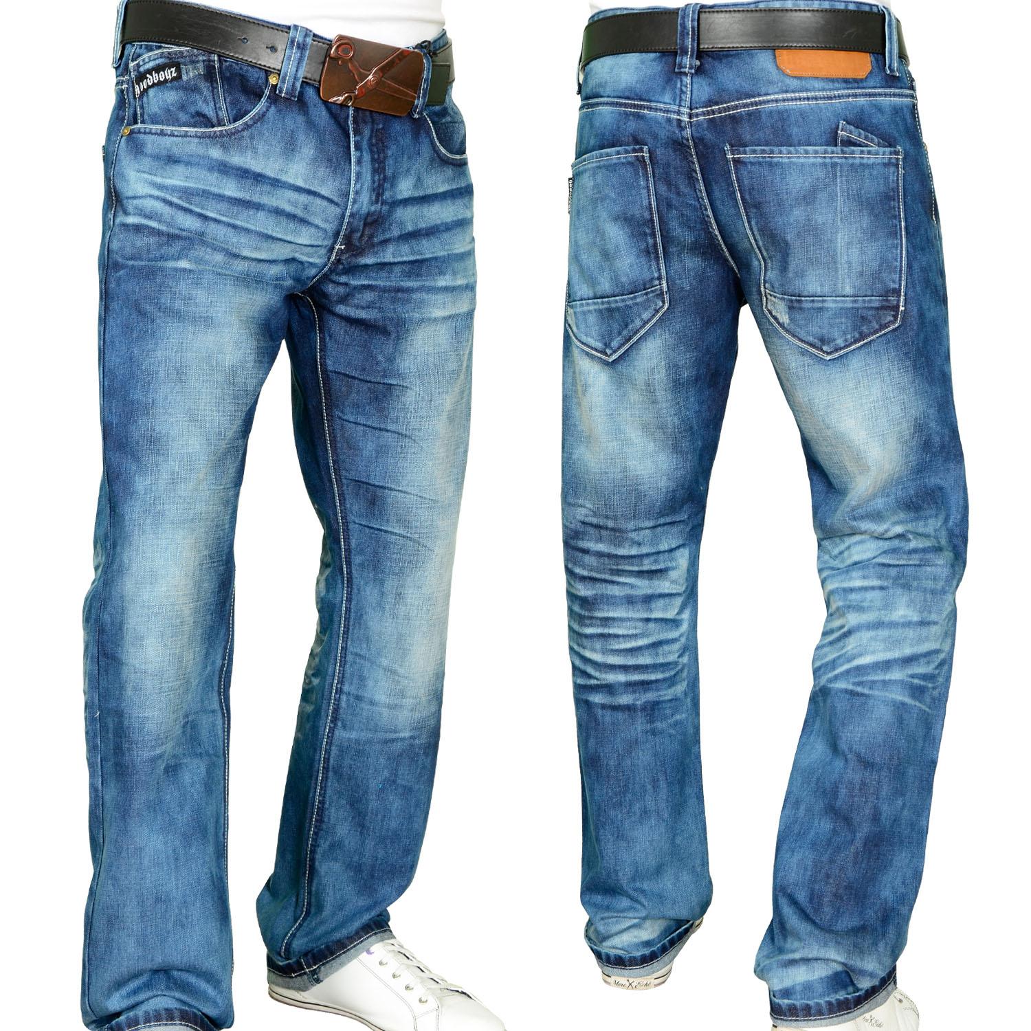 Foto Hoodboyz Double Dip Blue Vintage Wash Hombres Loose Fit Jeans De Co...