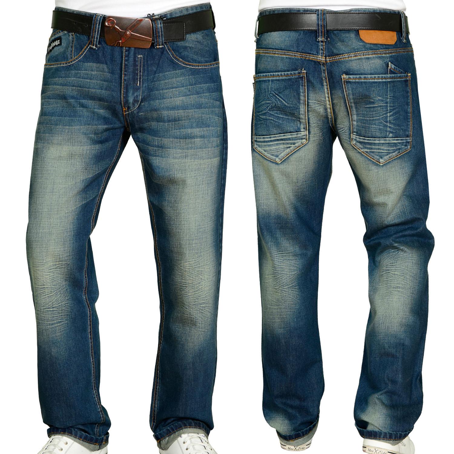 Foto Hoodboyz Indigo Tinted Vintage Blue Hombres Loose Fit Jeans De Colo...