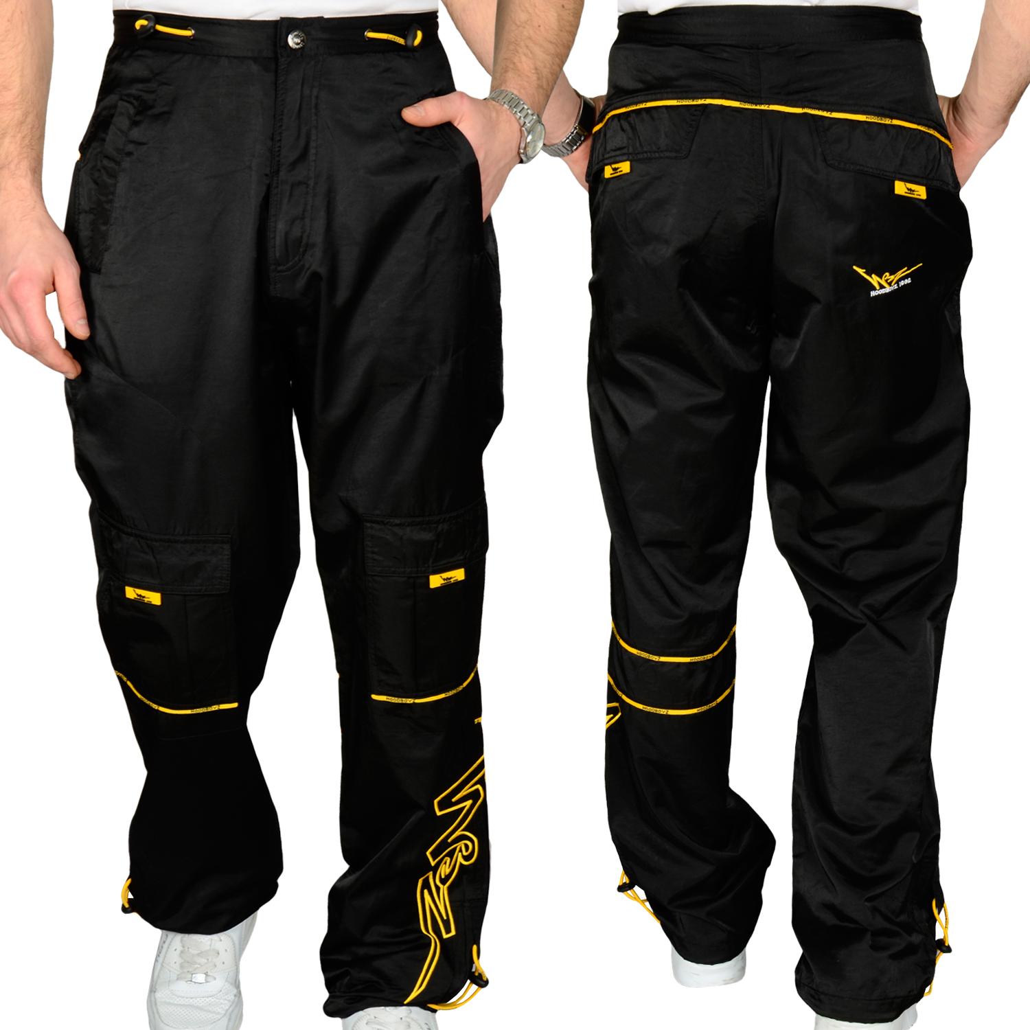 Foto Hoodboyz Logo Hombres Pantalones De Entrenamiento Negro Amarilho