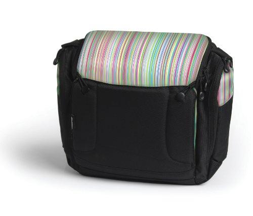 Foto Hoppop 32130059 - Bolsa para pañales con cambiador y asiento para bebé, diseño estampado de rayas (2 en 1), color marrón