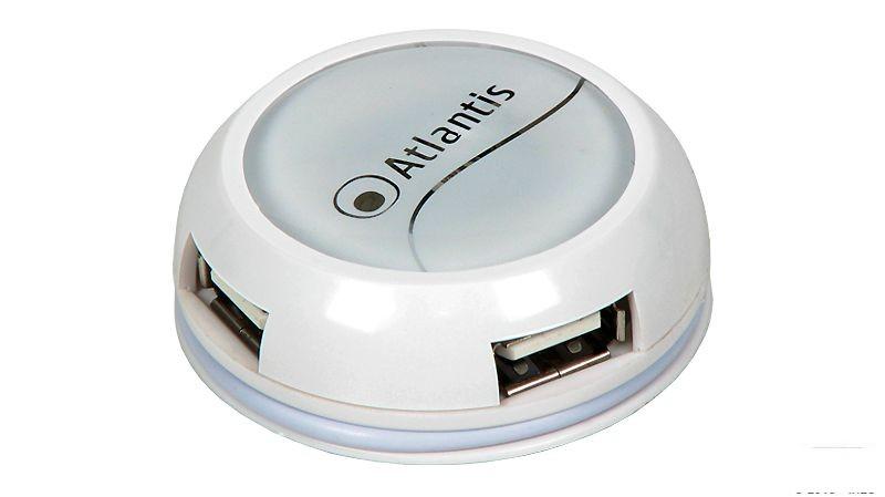 Foto Hub mini Atlantis 4 puertos USB 2.0, blanco