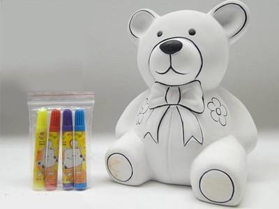 Foto Hucha  Pintar Osito Gr Pvc Con 4 Rotuladores