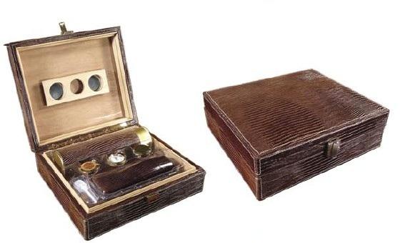 Foto Humidor Alligator Cuero Brown
