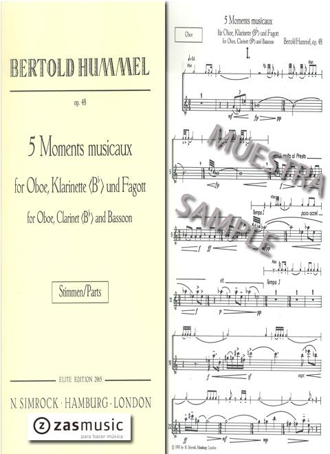 Foto hummel, bertold: 5 moments musicaux for oboe, klarinette (bb