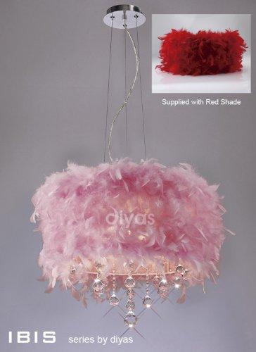 Foto Ibis Pendant 3 Light Polished Chrome/Red/Crystal