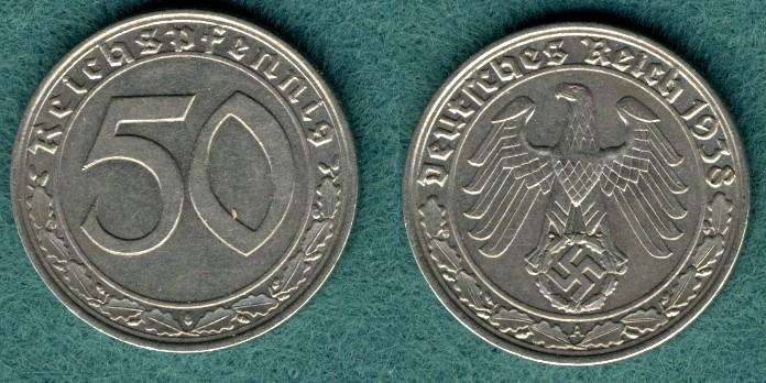 Foto Iii Reich 50 Reichspfennig 1938 A