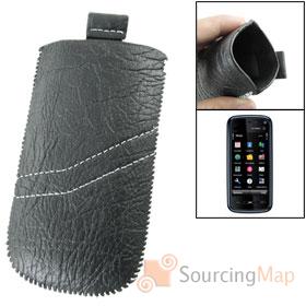 Foto Imitación de cuero Pull Up Pouch manga Negro para Nokia 5800