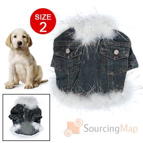 Foto imitaciones de pieles de invierno vaqueros chaqueta vaquera vestuario perro de mascota doggle doggie ropa talla 2,