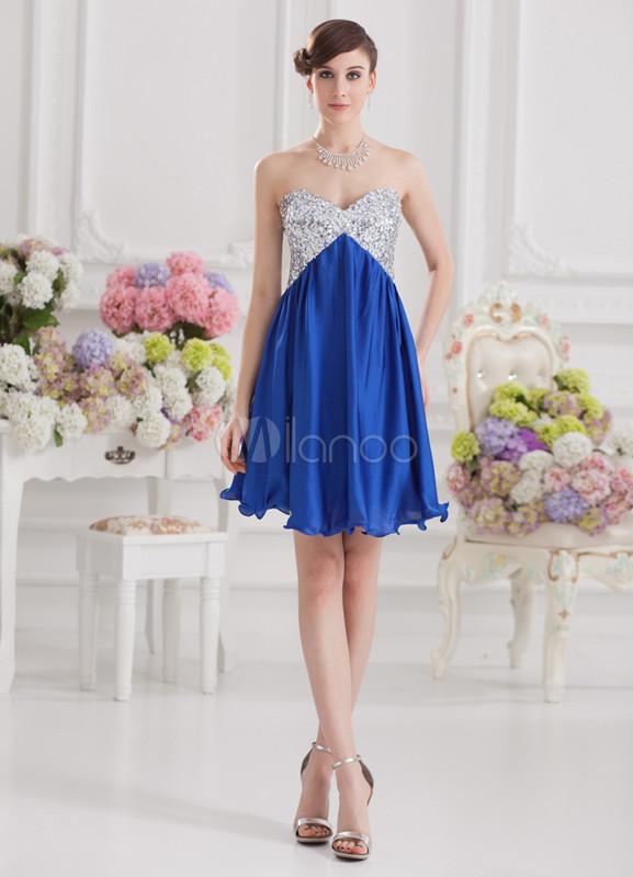 Foto Imperio cintura azul lentejuelas corto vestido