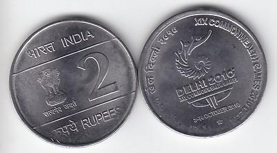 Foto India 2010  2 Rupia Commonwealth Games   Unc