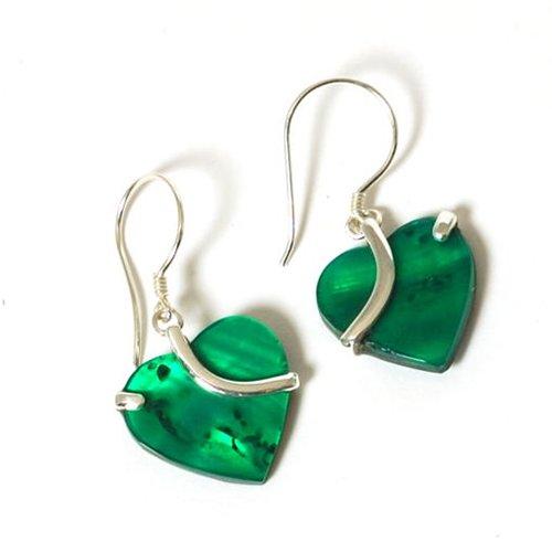 Foto Inferno Jewellery 925 Silver Forest Green Heart Paua Shell Earrings