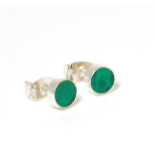Foto Inferno Jewellery 925 Silver Forest Green Paua Shell Round Stud Ea ...