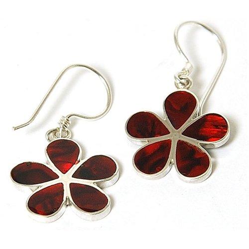 Foto Inferno Jewellery 925Silver Cherry Red Paua Shell Flower Earrings