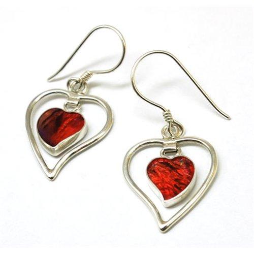 Foto Inferno Jewellery Inferno 925 Silver Red Hanging Heart Earrings