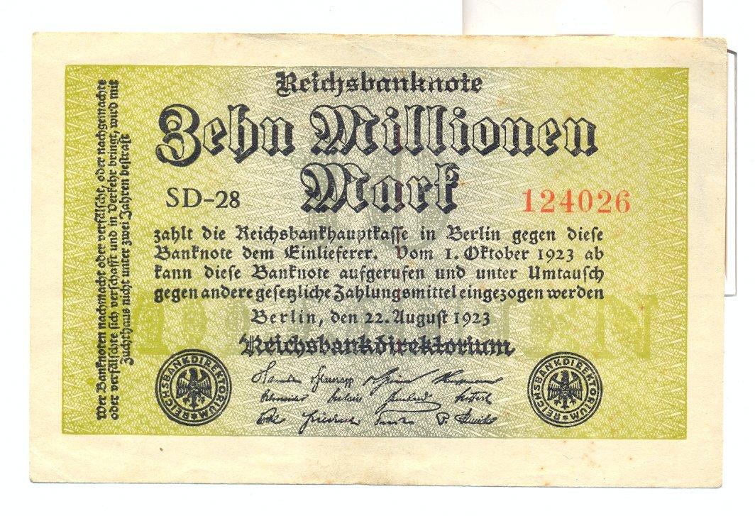 Foto Inflation 10 Millionen Mark 1923