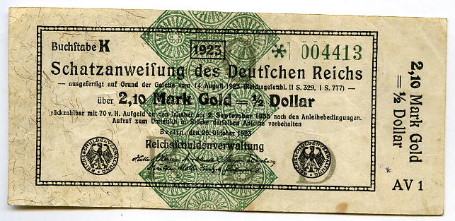 Foto Inflation / Berlin 2,10 Goldmark 1923