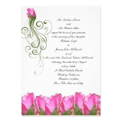 Foto Invitación color de rosa rosada del brote (Paquete De 10)