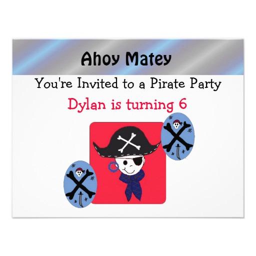 Foto Invitación linda del fiesta del pirata (Paquete De 10)